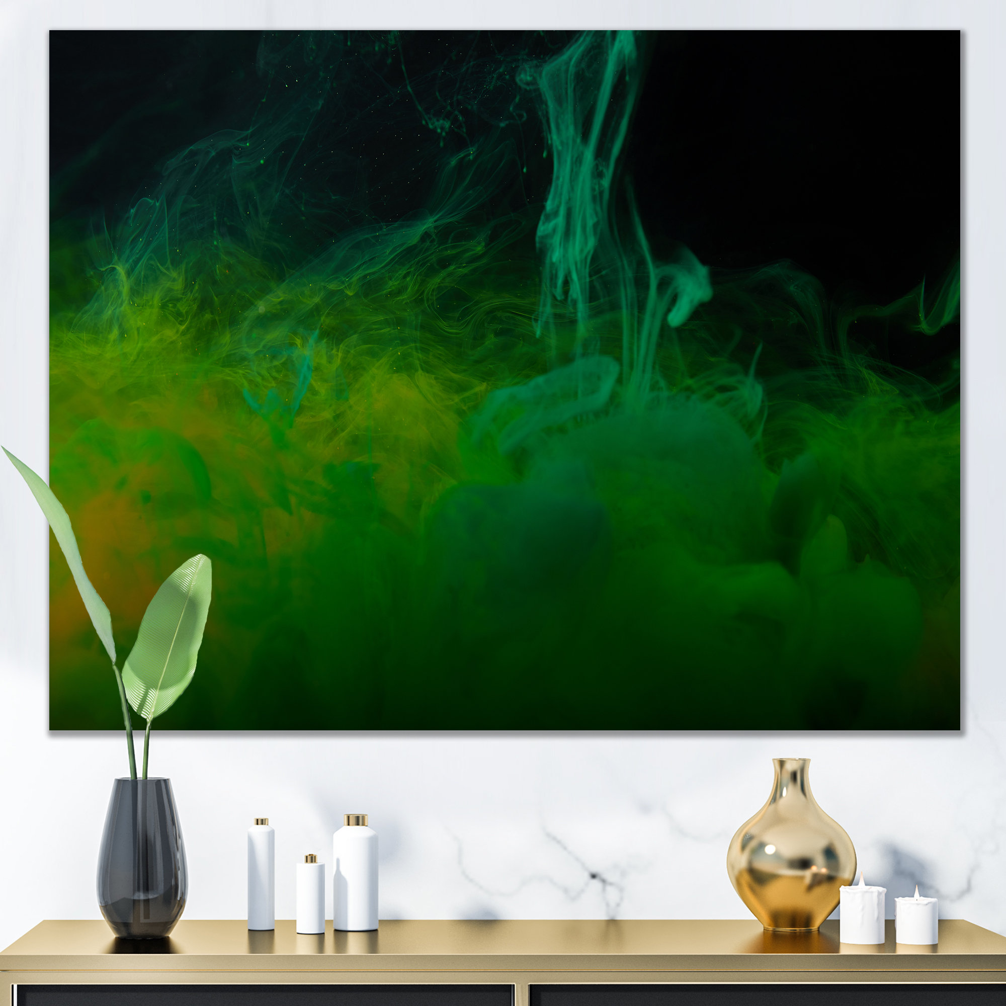 Wrought Studio Green And Black Mixed Liquid Ink " Green And Black Mixed